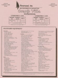 1993 Foretravel U225/U240 Specifications - All Things Foretravel