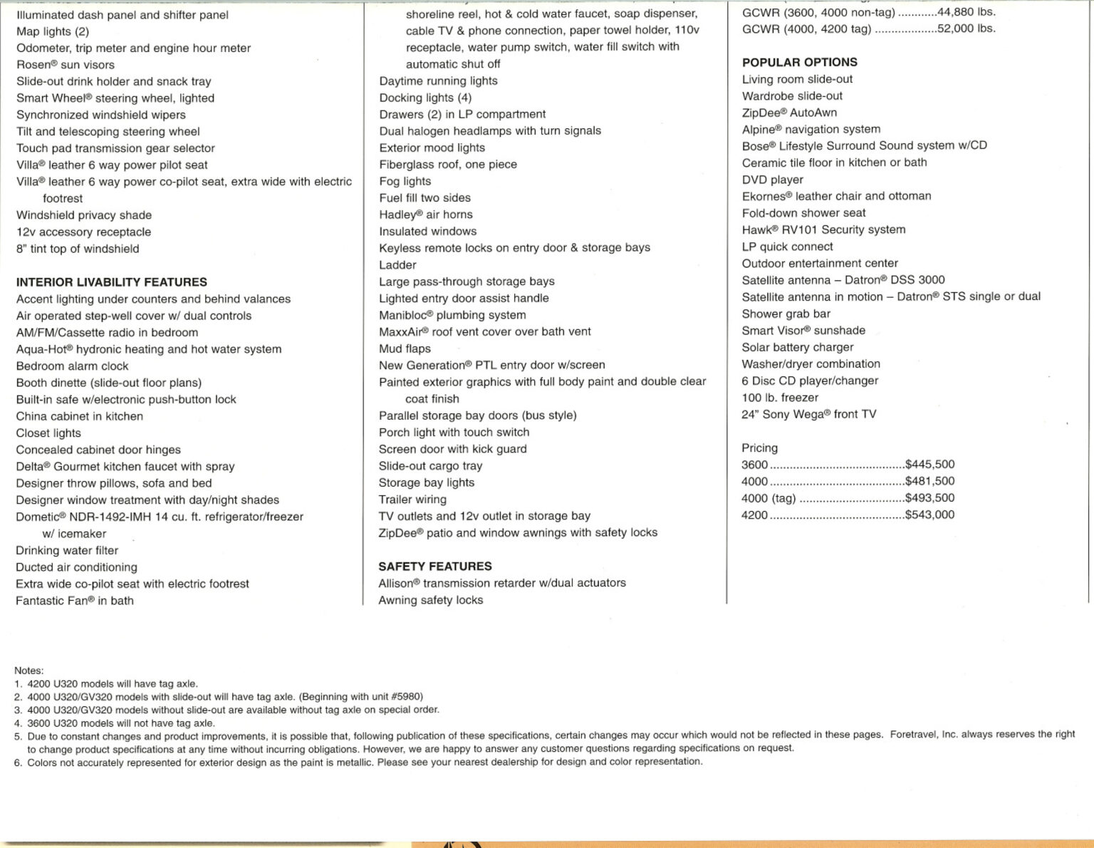 2002 Foretravel U320 Specifications - All Things Foretravel